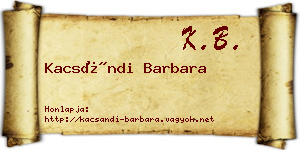 Kacsándi Barbara névjegykártya